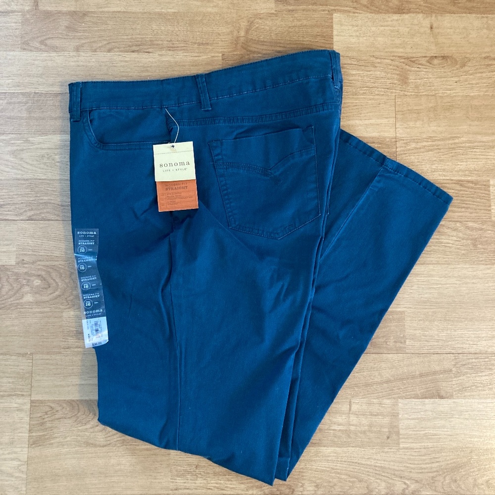 Sonoma Life & Style modern fit straight cut pants Teal Sz 16